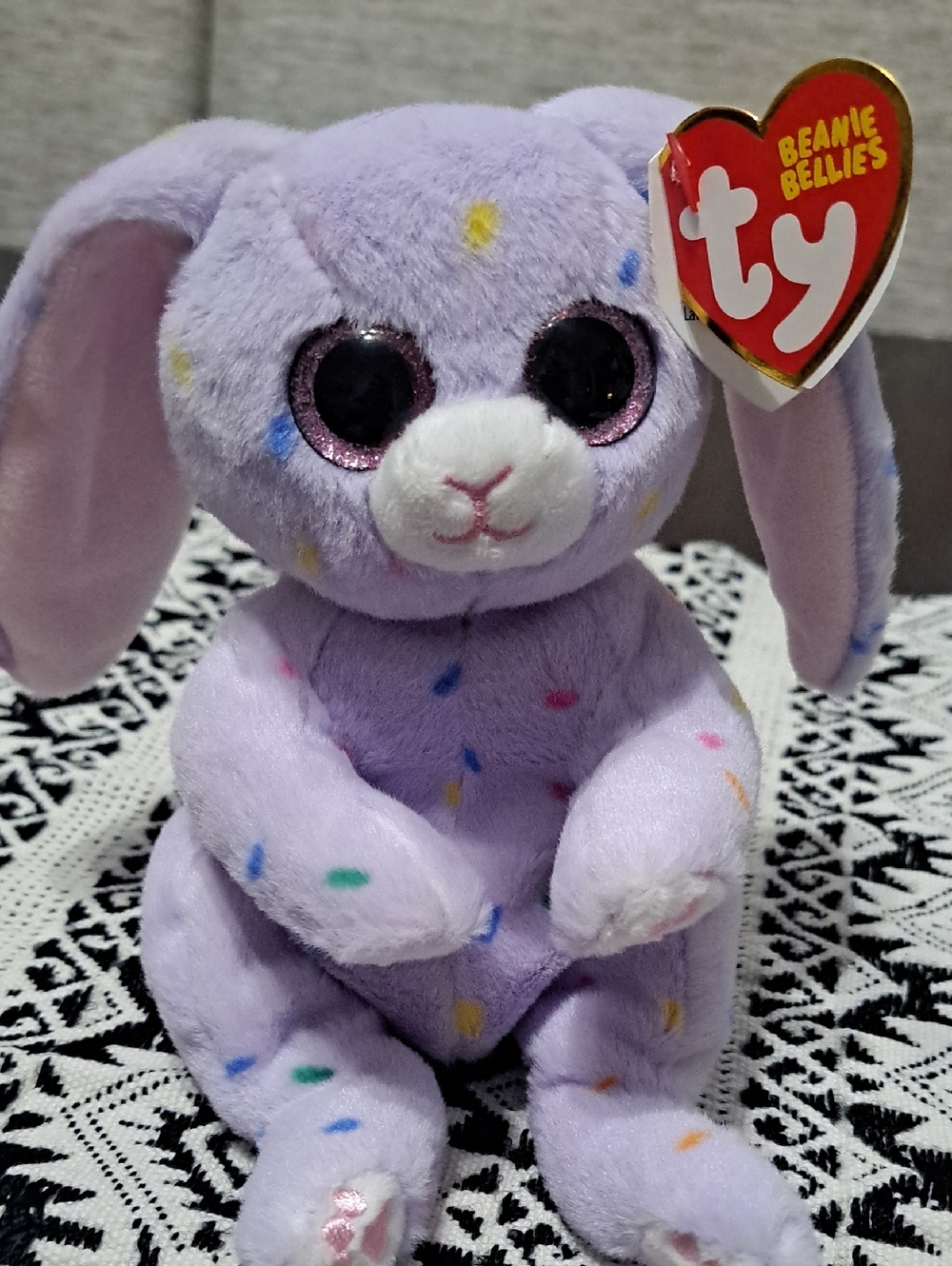 TY Beanie Bellies Hyacinth Plush Purple Confetti Sprinkles 8".